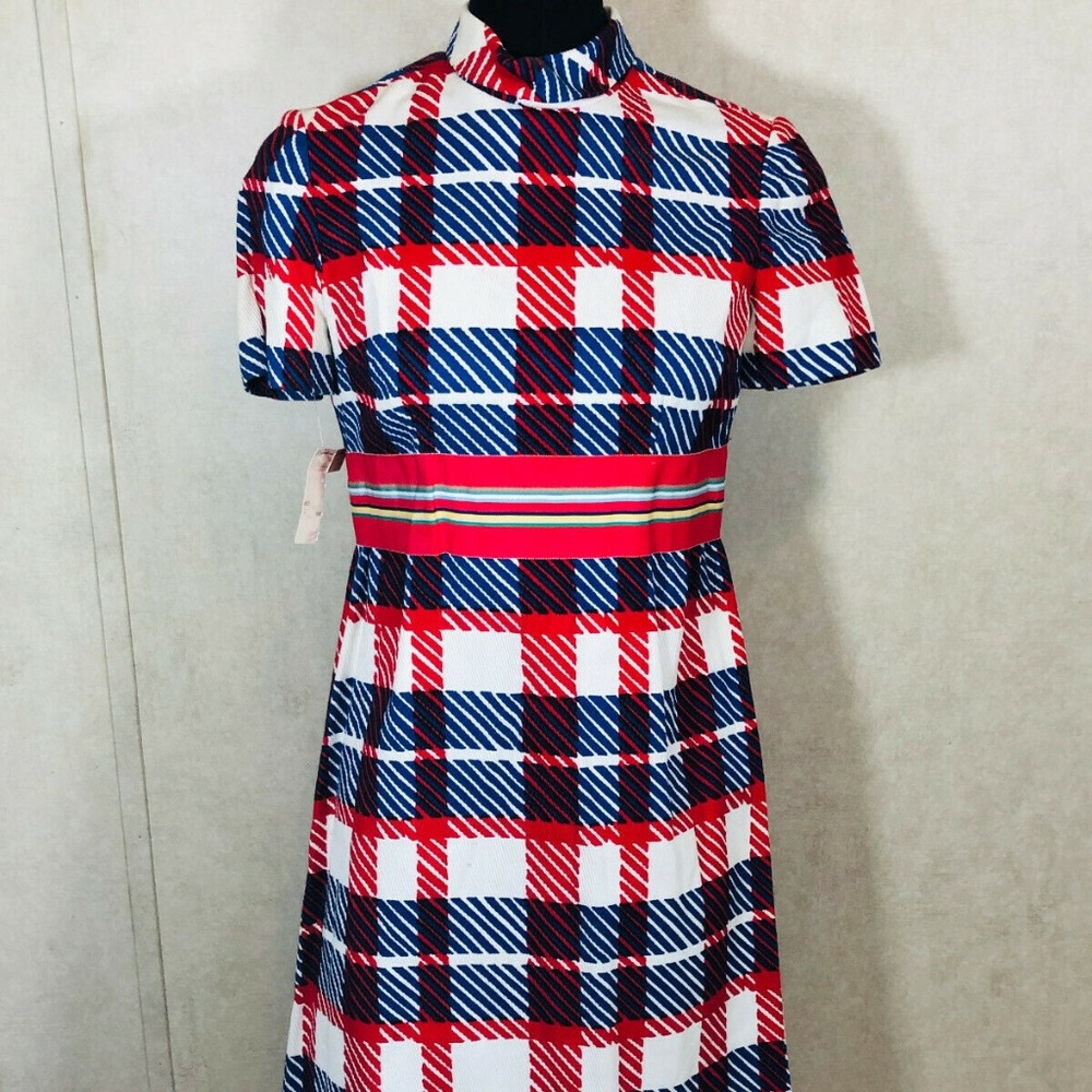 Adele Martin Tags Vintage Dress red white Blue